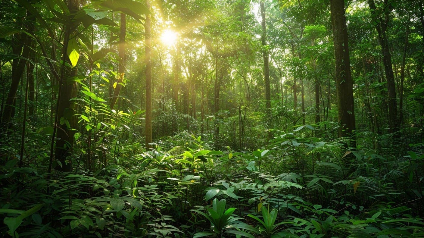 Sunlight through a managed forest